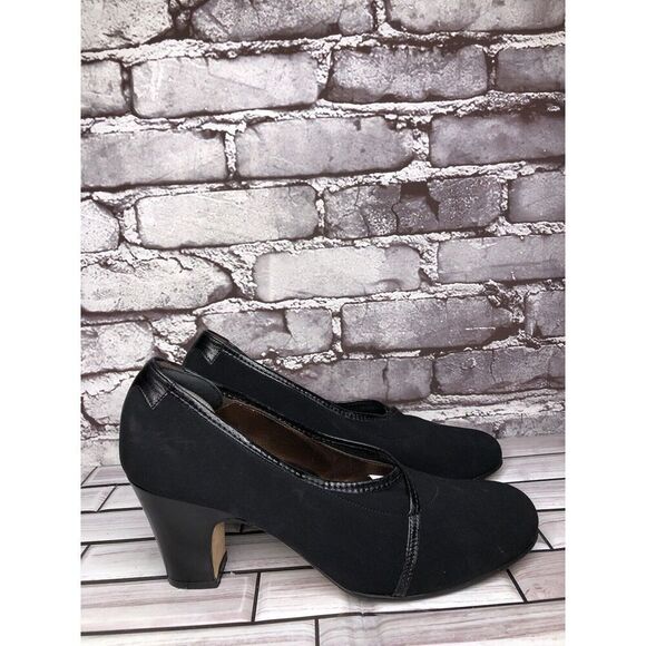 Taryn Rose Black Textile Leather Trim Closed High Heels Women’s Sz 39EU/8.5M US - Picture 9 of 16